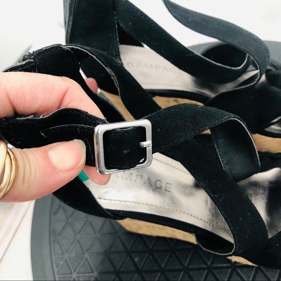 Rampage strap Black cork wedge sandals size 8‎ - Picture 3 of 13